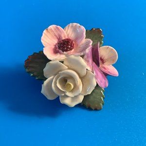 Vintage Denton China Floral Brooch
